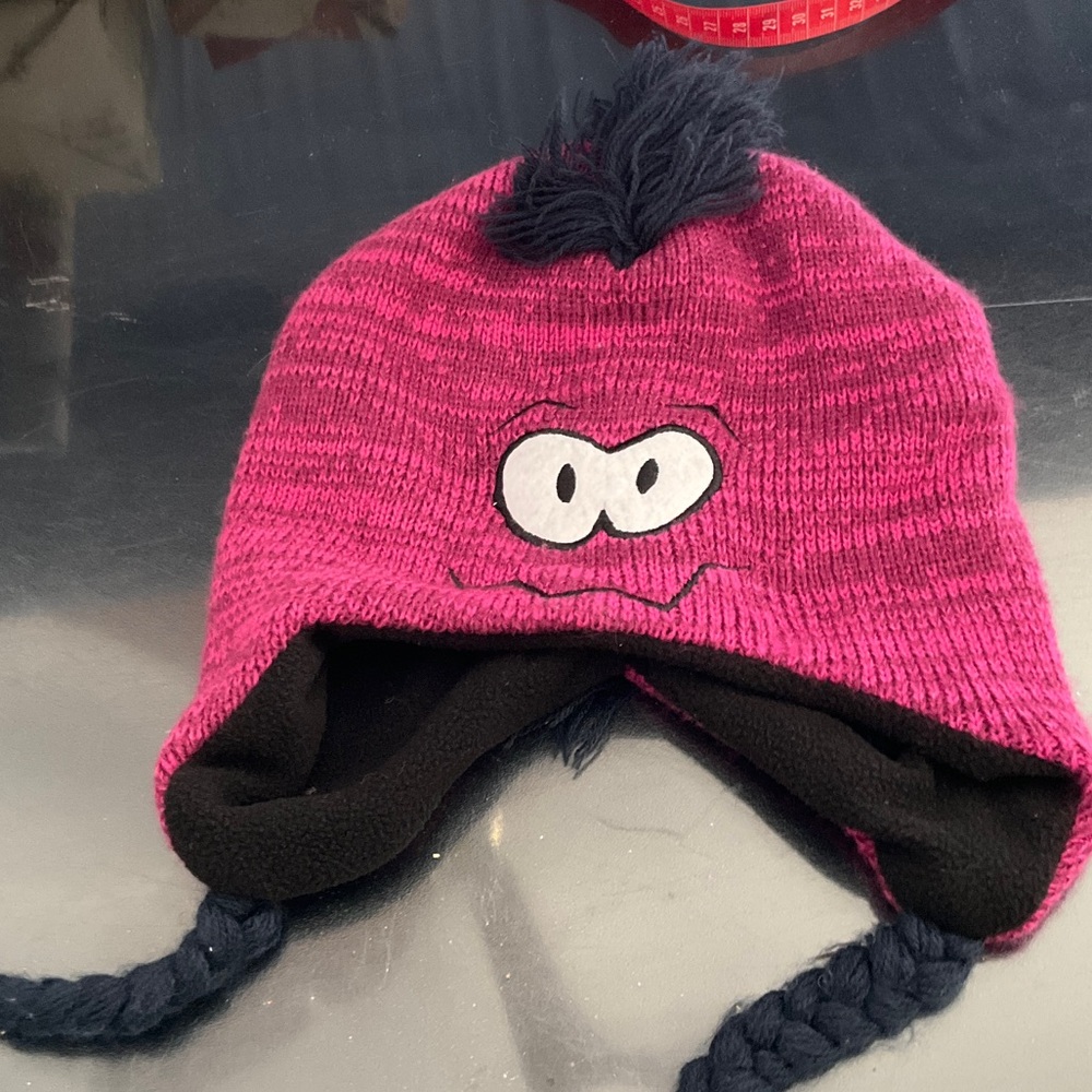 Cozy Fuchsia Knit Hat with Fun Character Design
